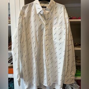 Balenciaga White & Black Allover Logo Shirt
